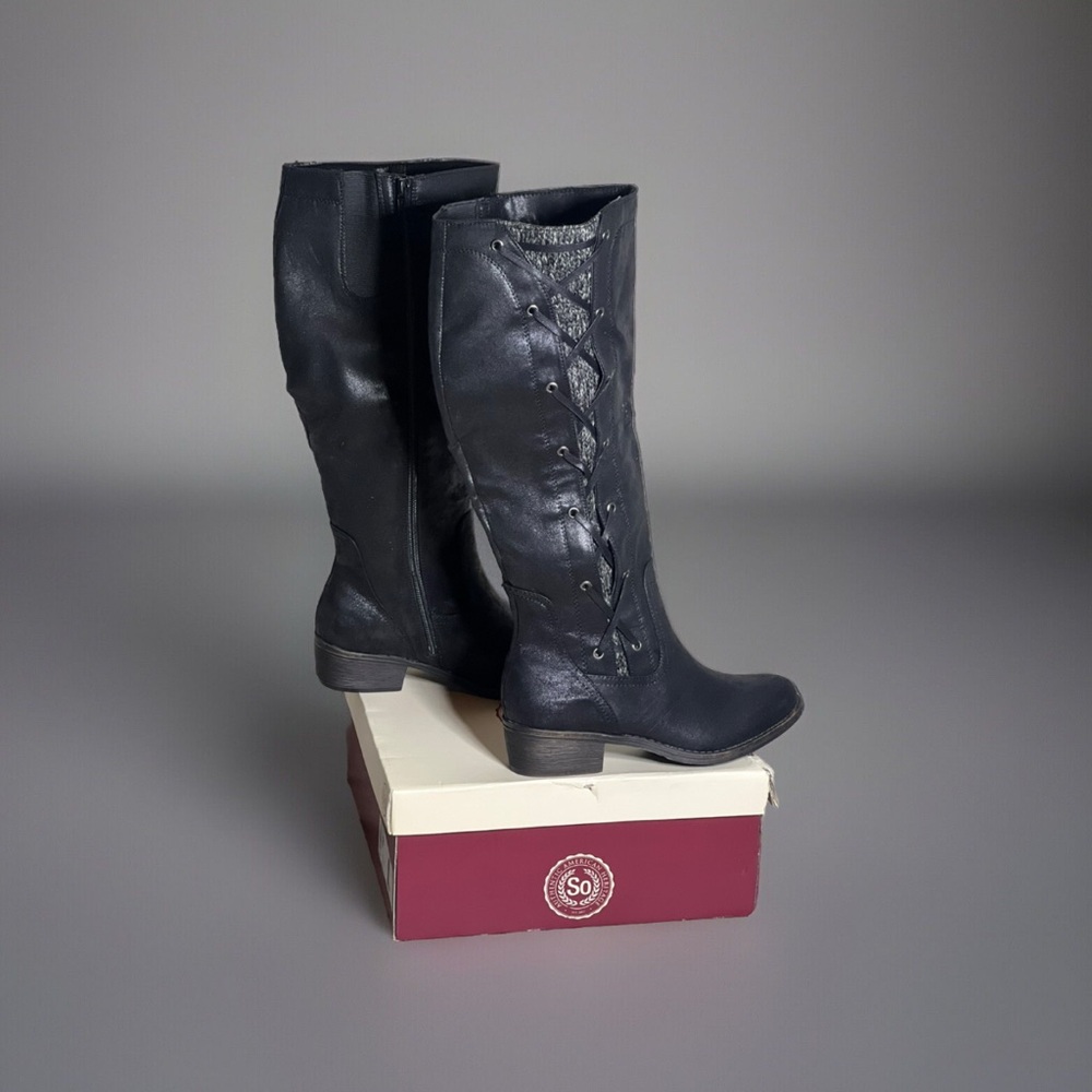 Women’s Black Authentic American Heritage Calf High Boots. Wide Calf, Brand New.